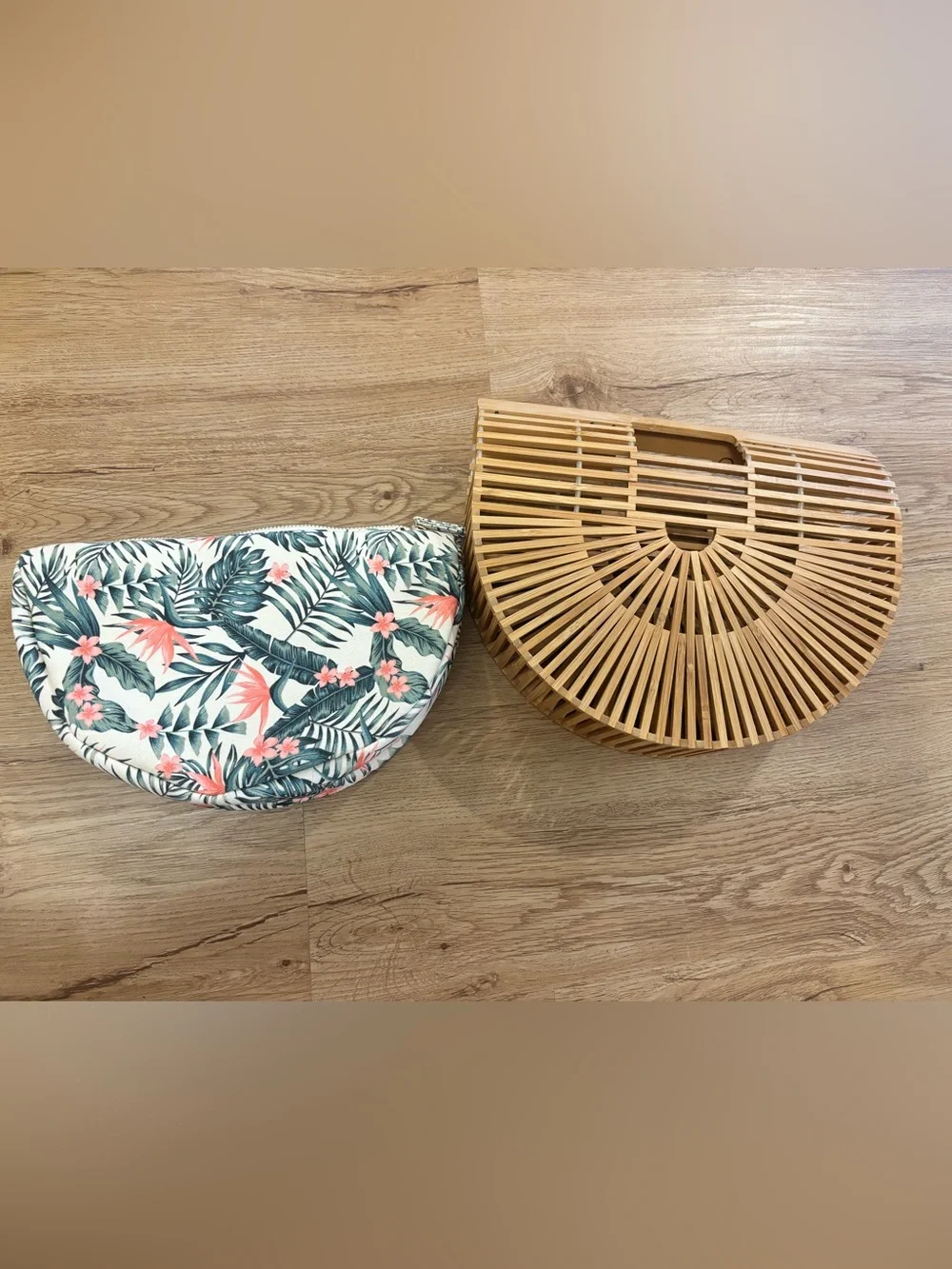Bamboo Half-Moon Handbag - Natural Wood Fashion Tote
